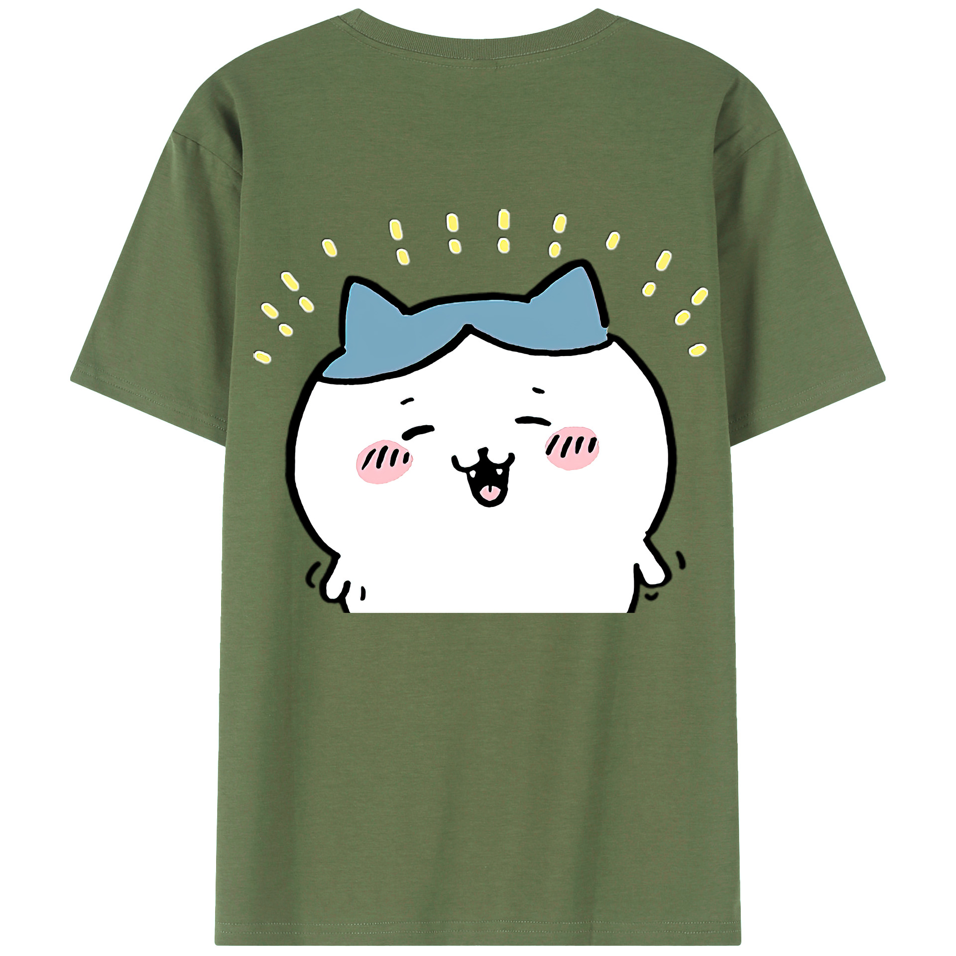（画像用） ちいかわ ハチワレ Chii-kawa hachiware 綿100％ メンズ半袖Tシャツ（バックプリント） 通気性